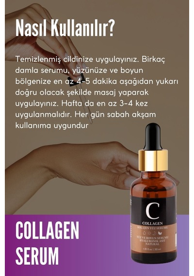 Dolgunlaştırıcı, Yaşlanma Ve Kırışıklık Karşıtı Collagen Cilt Bakım Serum Hyaluronic Acid 30 Ml