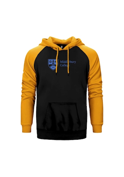 Middlebury College Logo Sarı Renk Reglan Kol Kapşonlu Sweatshirt Sarı