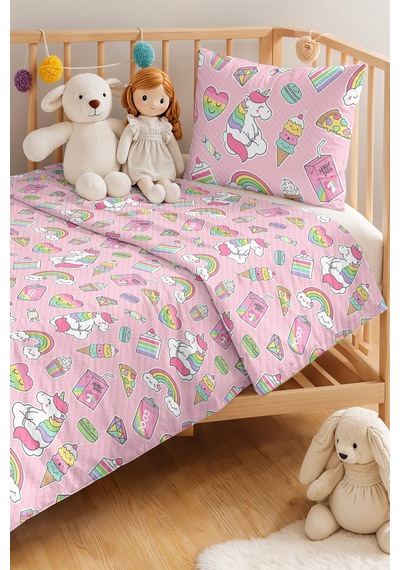 Evimde Bambaşka Pembe Unicorn Gökkuşağı Kız Çocuk Pike Takımı - Pastel Bebek Odası Yatak Örtüsü - 160x220 CM Evimde Bambaşka Pembe Unicorn Gökkuşağı Kız Çocuk Pike Takımı - Pastel Bebek Odası Yatak Örtüsü - 160x220 CM