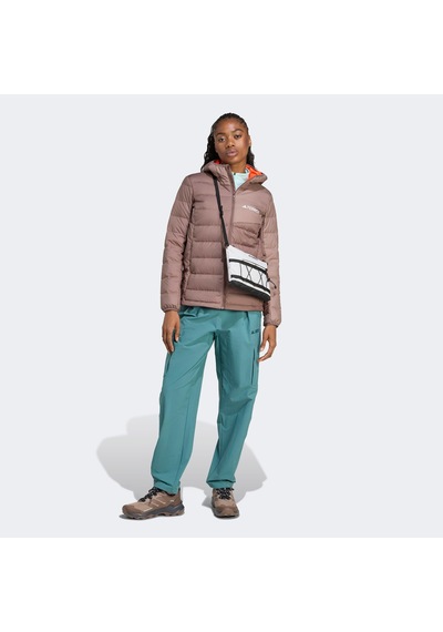 Adidas Terrex Multi Light Down Climawarm Kapüşonlu Kadın Kahverengi Yürüyüş Montu Jz9992