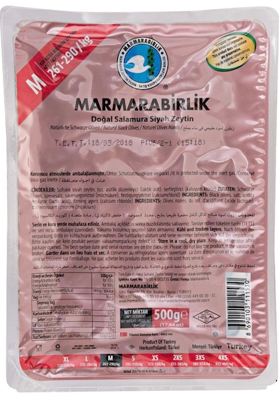 Marmarabirlik Süper 261-290 M Siyah Zeytin Vakumlu 5 x 500 G