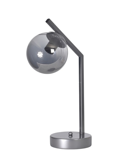 Brüksel Modern Tasarım Dizayn Kablolu Gri Renk Metal Füme Camlı Abajur Gece Lambası Masa Lambası Gri Füme Gri Füme