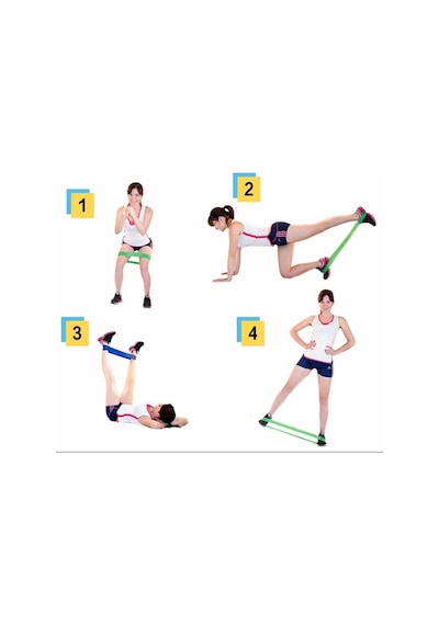 5'li Set Aerobik Band Latex Aerobik Bandı Pilates Yoga Lastiği