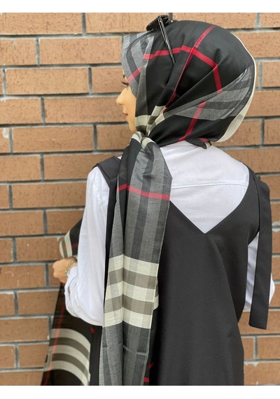Burberry Şal Siyah Kırmızı Siyah