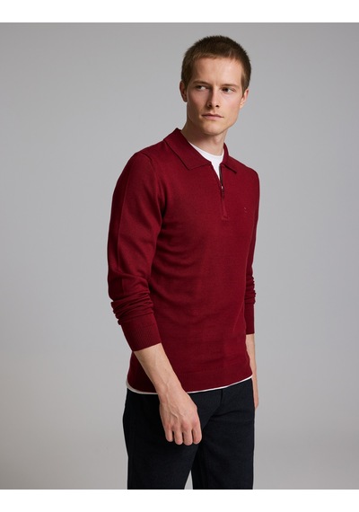 Pierre Cardin Bordro Slim Fit Fermuarlı Polo Yaka Basic Triko Kazak 50333917-vr014 Bordo Pierre Cardin Bordro Slim Fit Fermuarlı Polo Yaka Basic Triko Kazak 50333917-vr014 Bordo