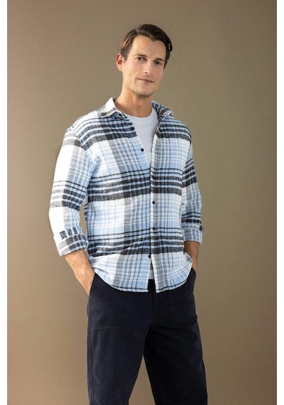 DeFacto Regular Fit Normal Kesim Kareli Oduncu Flanel Uzun Kollu Gömlek S9275AZ24AUBE524 Mavi DeFacto Regular Fit Normal Kesim Kareli Oduncu Flanel Uzun Kollu Gömlek S9275AZ24AUBE524 Mavi