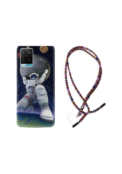 Vivo Y32 Kılıf Rasta Boyun Askılı Astronot Ve Dünya 1759
