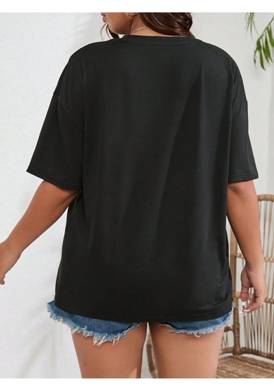 Unisex Pamuklu Eternal Light Ön Baskı Tasarım Kısa Kol Tshirt SIYAH