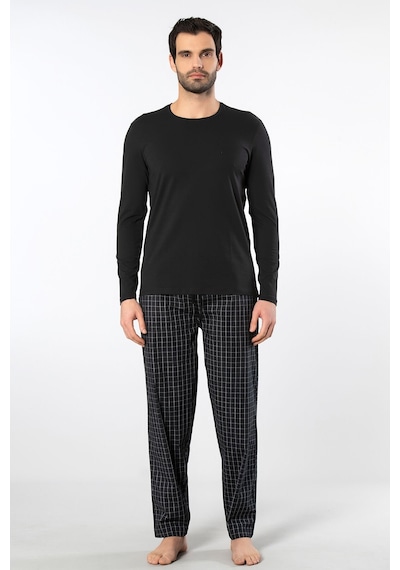 Cacharel Erkek Poplin O Yaka Uzun Kollu Pijama Takım 2239/siyah 2 Lacivert