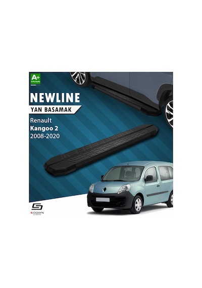 S-dizayn Renault Kangoo 2 Uzun Şase Newline Siyah Yan Basamak 223 Cm 2008-2020 A+ Kalite