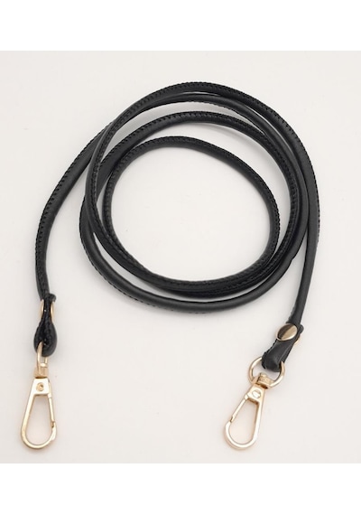 Angel Çanta Aksesuar Siyah Renk 5 Mm Suni Deri Spagetti Model Çanta Sapı Light Gold Metal