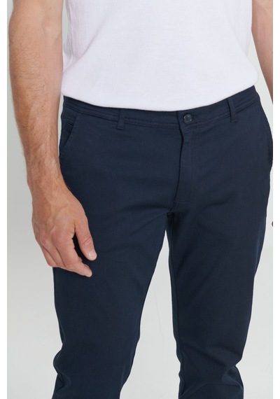 Erkek Lacı Slim Fit Dar Kesim Pamuklu Esnek Chino Pantolon Lacı Lacivert