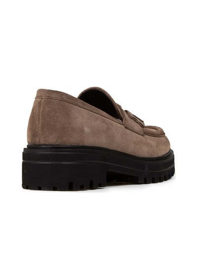 Deery Kadın Hakiki Süet Vizon Rengi Püsküllü Loafer - 02020zvzne01 vizon