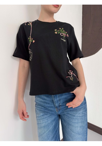Verymoda Nakışlı Tişört D3025 Siyah