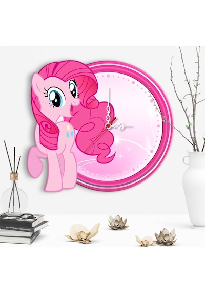 Little Pony Tasarımlı Dekoratif Ahşap Duvar Saati - 2 Çok Renkli