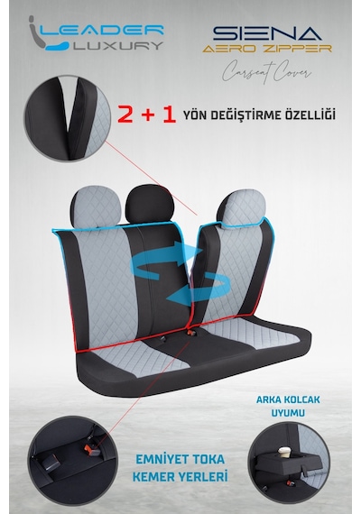 Jaguar E-pace Uyumlu Lüx Yarı Deri Oto Koltuk Kılıfı Ön Arka Takım Yeni Siena Füme