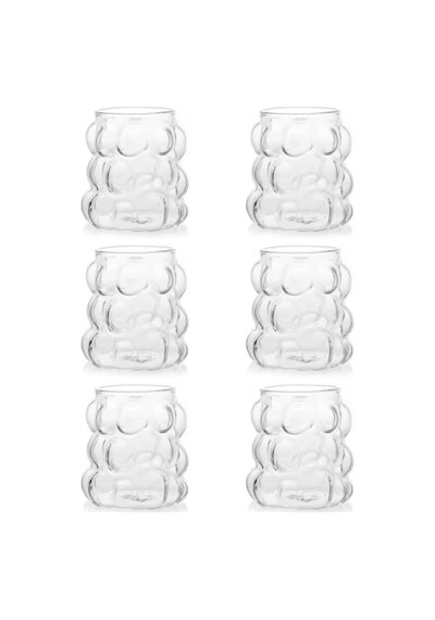 Lexroo 75 Ml 6'lı Üzüm Bardak Seti, Bubble Bardak, Bulut Bardak, Kahve Yanı Sunum Bardağı Çok Renkli