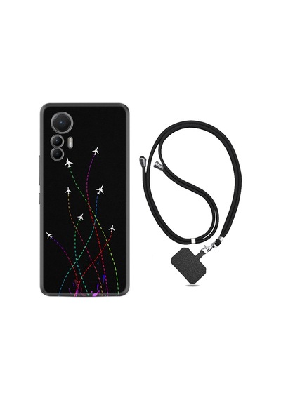 Xiaomi 12 Lite Kılıf Ipli Boyun Askılı Desenli Silikon Line Planet 1736