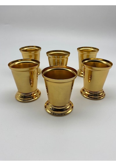 6'lı Gold Sunumluk Gül Kovası,kahve Sunumu,damat Kahve Seti Için Gül Kovası Çiçeksiz Gold