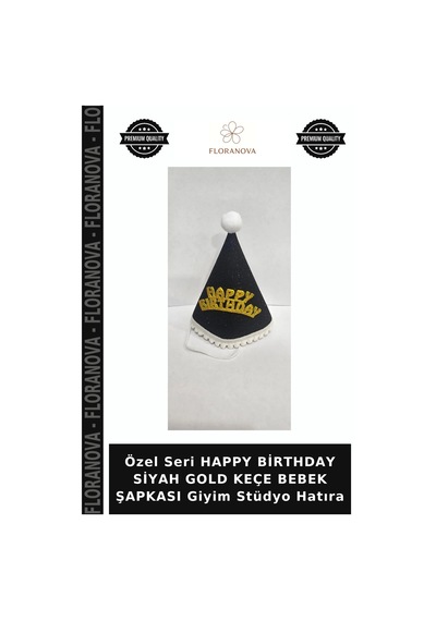 Özel Seri Happy Birthday Siyah Gold Keçe Bebek Şapkası Giyim Stüdyo Hatıra Diğer
