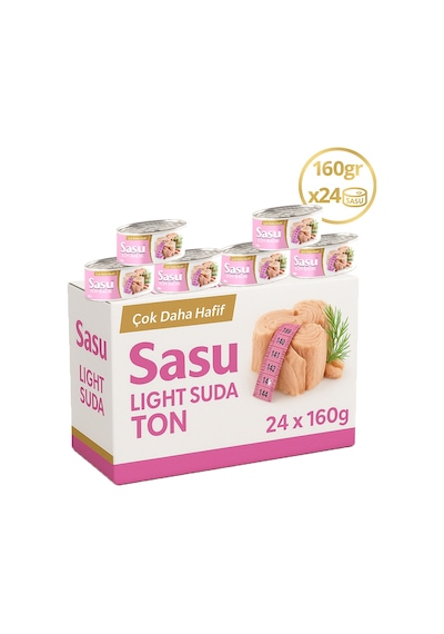 Sasu Light Suda Ton Balığı Bütün Dilim 24 x 160 G