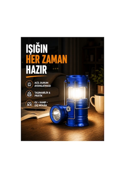 Güneş Enerjili Katlanabilir Kızaklı Kamp Feneri Usb Şarjlı, Çok Yönlü Ve Dayanıklı Tasarım Çok Rnekli