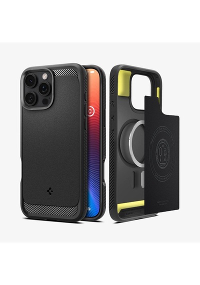 Spigen İphone 16 Pro Max İle Uyumlu Kılıf Rugged Armor Magfit Magsafe Özellikli Matte Black Siyah