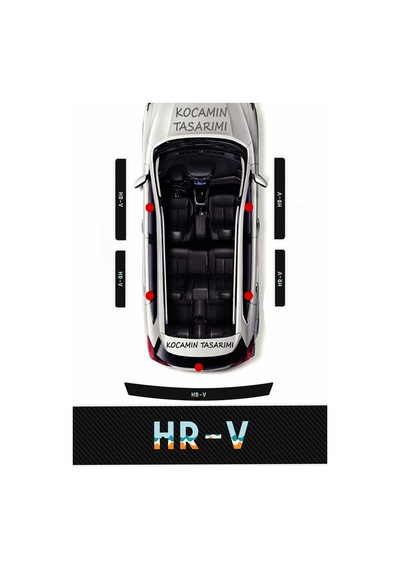 Şık Tasarımlı Honda Hr-v Kapı Eşiği Karbon Folyo Seti 5 Parça Renkli Baskılı Koruma
