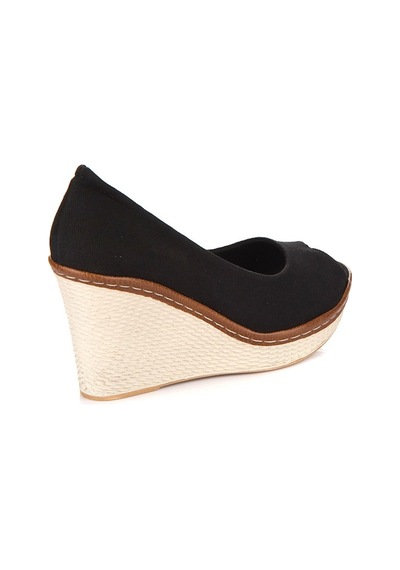 Fox Shoes Siyah Kadın Dolgu Topuklu Ayakkabı 9674040305
