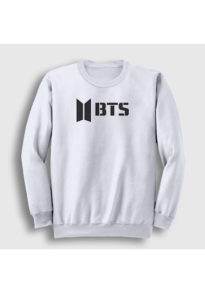 Presmono Unisex Logo Bts Sweatshirt Beyaz