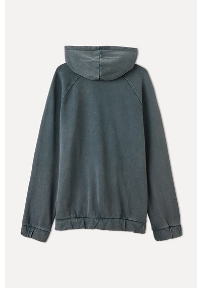 Mudo Erkek Erkek Antrasit Loose Fit Fermuarlı Kapüşonlu Sweatshirt 1264193