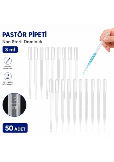 Pastör Pipeti Non Steril Damlalık 3 Ml Plastik 50 Adet