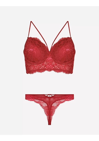 Ang Butik Kadın Nurteks 4330 Desteksiz Dantelli Sütyen Takım Bordo