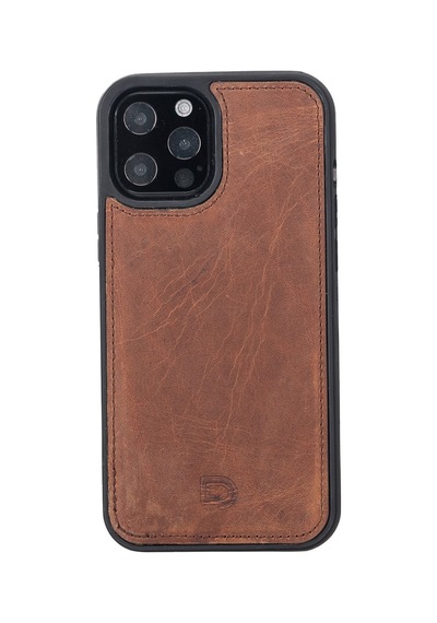 Apple Uyumlu  iPhone 12 Pro Max Deri Cüzdanlı Kılıf Antik Kahve