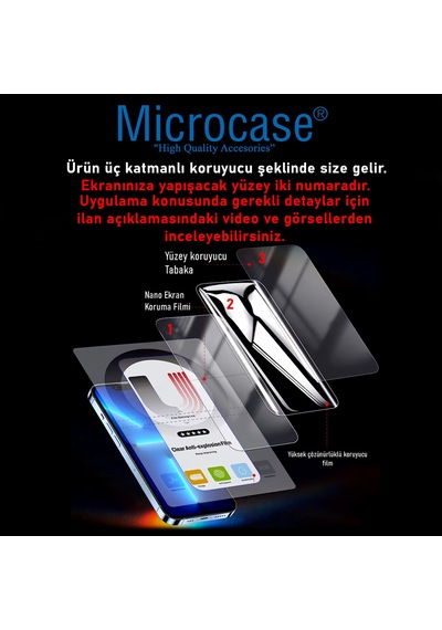 Microcase Apple Uyumlu iPhone 18 Pro Max İle Uyumlu Full Tpu Nano Ön Ekran Koruma Filmi - Ekm102