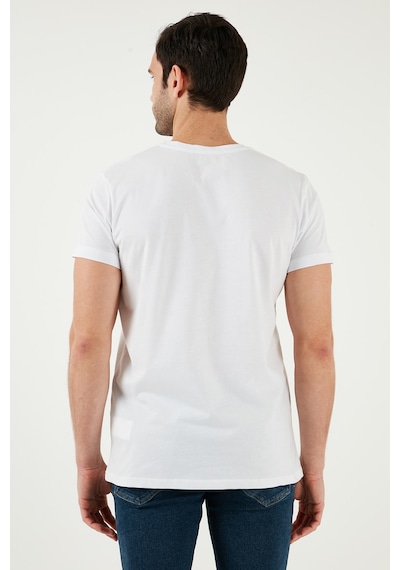 Buratti Pamuklu Slim Fit Bisiklet Yaka Baskılı Erkek T Shirt 541Tolive Beyaz