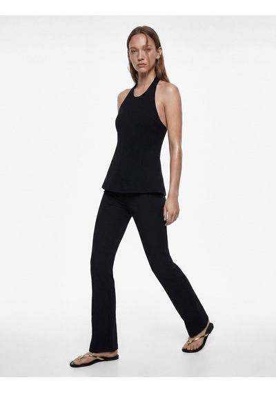 Koton Bürümcük Kumaş Slim Fit İspanyol Paça Tayt Pantolon Siyah 6sal40087ık