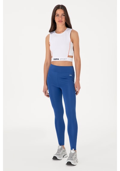 U.S. Polo Assn. Kadın Saks Mavisi Yüksek Bel Spor Tayt 50312978-VR045