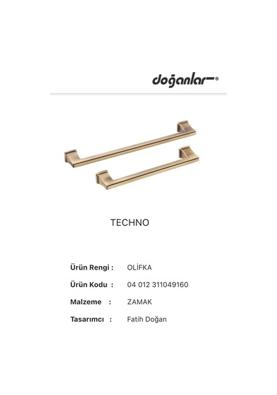 5 Adet Doğanlar Techno 160 Mm Mobilya Kulp Olifka Antik Sarı