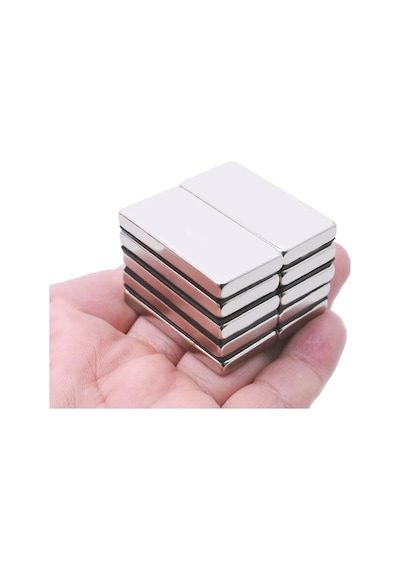 40 20 5 Mm N35 Neodyum Mıknatıs - Nikel Kaplama, Köşeli 10 Lu Paket