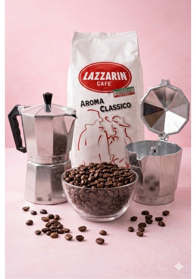 Retro Moka Pot Moka Pod Ve Lazzini Çekirdek Kahve Set