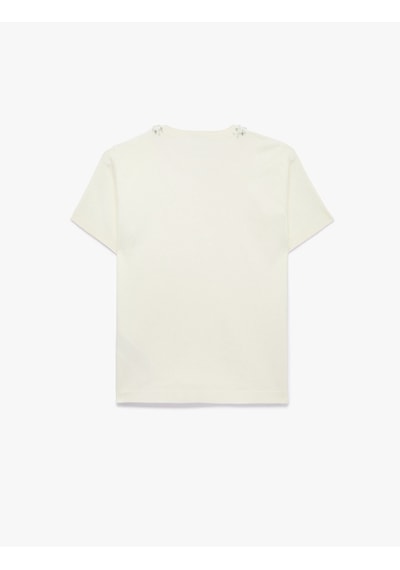Koton Regular Fit Boncuklu Bisiklet Yaka Kısa Kollu Viskon Triko Kazak Ekru 7wak90135ht