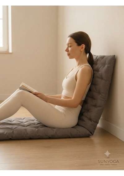 Pamuk Kapitone Meditasyon Minderi 180x60 Cm - Konforlu Yoga Matı Ve Yer Minderi Gri