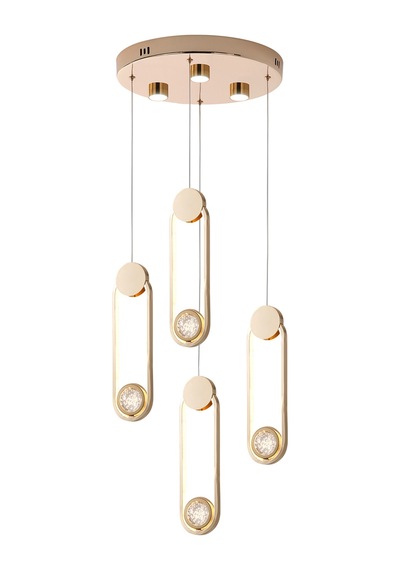 Beckett 4'lü Kristal Top Başlıklı Gold Sarkıt Led Avize Gold