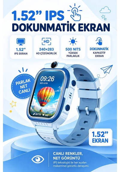 Exenar - Mavi - 4g Akıllı Çocuk Saati Sim Kartlı Gps Rota Takipli Kameralı Görüntülü Konuşmalı Sos 800mah