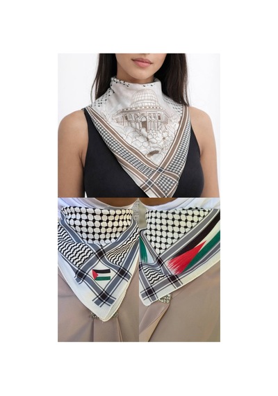 Aldaıyr 3 Adetfilistin Temalı Fular 50x50 Unisex Günlük Kullanıma Uygun Puşi Şal Kefiye Filistin Çok Renkli Y
