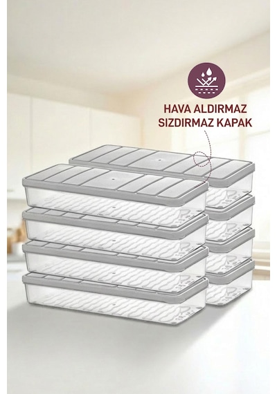Selka Home 8 Adet 1 Lt.  Nora Organizer Buzdolabı Buzluk Düzenleyici Saklama Kabı