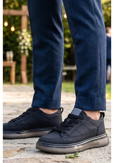 Indıva Erkek Siyah Şeffaf Tabanlı Modern Sneaker - Günlük Ve Özel Gün Ayakkabısı
