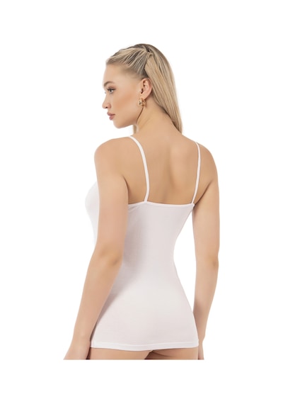 Özkan Underwear Özkan 26819 Kadın Pamuklu Modal Tül Detaylı İnce Askılı Atlet Beyaz
