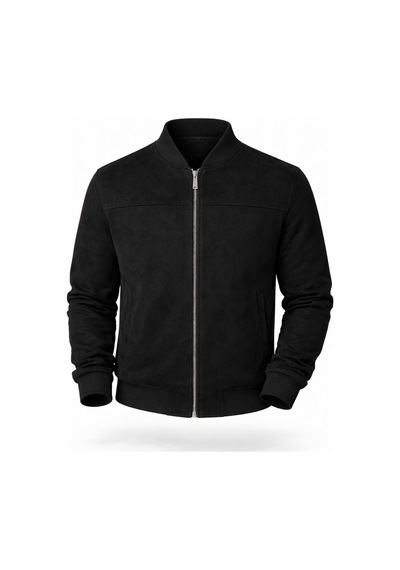 Premium Slim Fit Bomber Kolej Deri Ceket Siyah